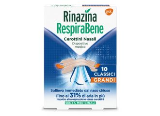 Rinazina respirabene cerotti nasali classici grandi carton 10 pezzi