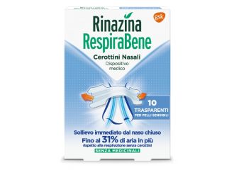 Rinazina respirabene cerotti nasali trasparenti carton 10 pezzi