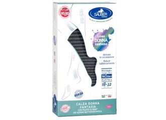 Sauber calza donna fantasia filato q-skin 140 den nero riga fitta grigia taglia g promo