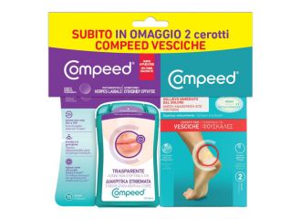 Compeed trattamento dell'herpes labiale+ cerotti vesciche misura media 17 pezzi