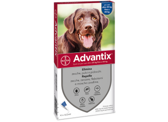 Advantix spot on*soluz 4 pipette 4 ml 400 mg + 2.000 mg canida 25 a 40 kg