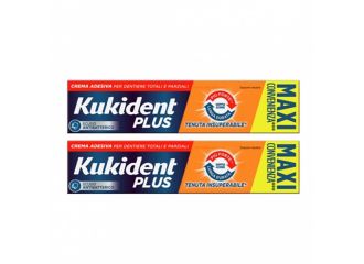 Kukident plus doppia azione tenuta insuperabile crema adesiva dentiere 2x65 g